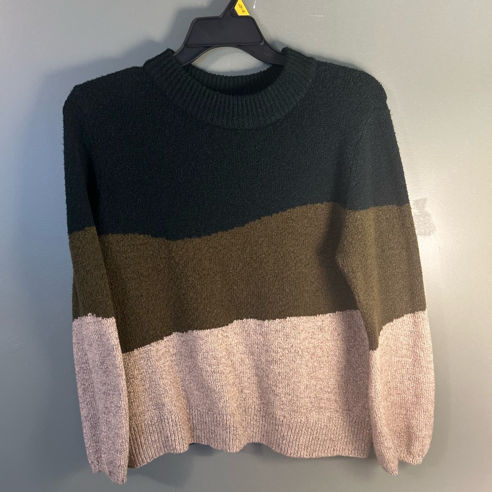 Colorblock Sweater - Black, Brown, Cream